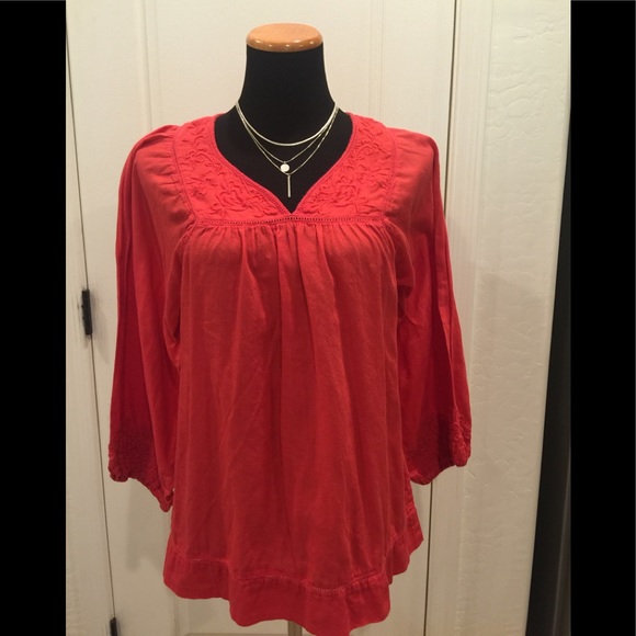Lucky Brand Reddish Orange blouse 🌸Size Medium - Picture 1 of 5
